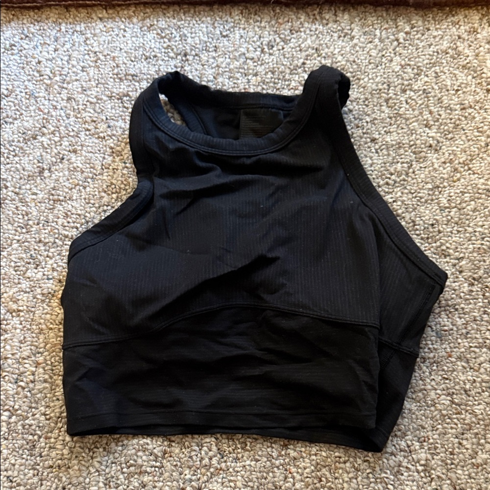 Black Women’s High-Neck Crop Tank Top